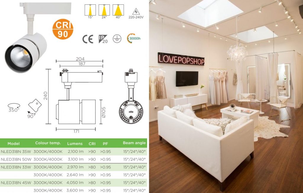 Đèn LED rọi ray NTLED318N - NVC Lighting Vietnam