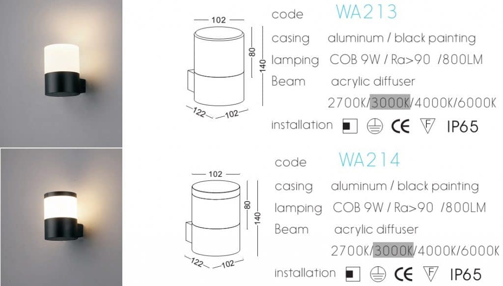 Đèn LED gắn tường WA213 WA214