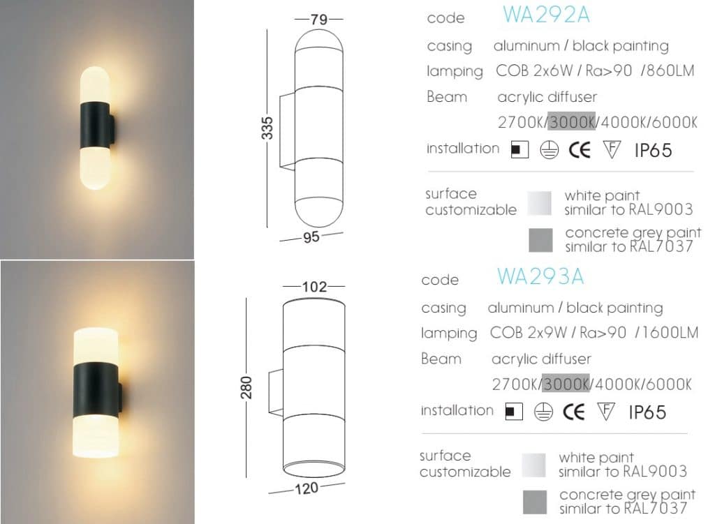 Đèn LED gắn tường WA292A WA293A
